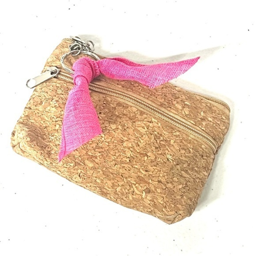Victoria Leland Designs Cork wallet with pink bow